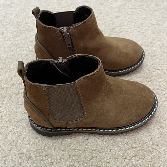 Zara Brown Suede Chunky Side Zipper Unisex Boots NWOT - Picture 3 of 12